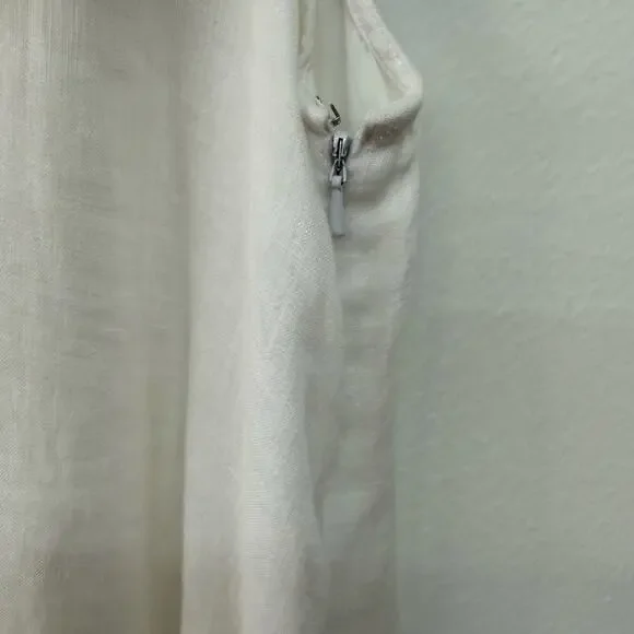 Island Company Persephone White Linen High Low Maxi Dress M Resort Coastal - Picture 8 of 8